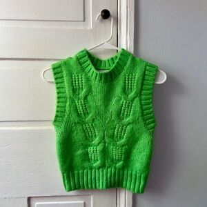 Vibrant Green Knit Sleeveless Sweater